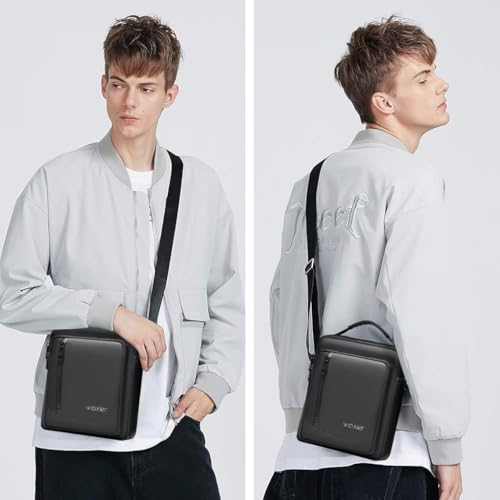 GUSTAVE Sling Bag for Men PU Shoulder Bag Crossbody Bag Small Satchel Bag with Handle Fashion PU Messenger Bag for Commuting, Business Travel, Black GUSTAVE Sling Bag for Men PU Shoulder Bag Crossbody Bag Small Satchel Bag with Handle Fashion PU Messenger Bag for Commuting, Business Travel, Black